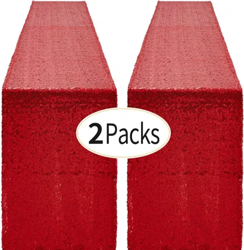 Miniatura 70 de Pufogu - Camino de mesa de lentejuelas brillantes de 12 x 72 pulgadas para fiestas de cumpleaños, decoración de bodas, despedidas de soltera