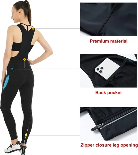 Miniatura 4 de Santic Mallas de ciclismo acolchadas para mujer, con bolsillo, transpirables