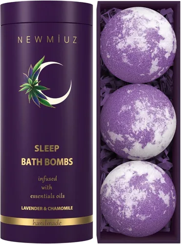 Bombas de baño de burbujas para dormir profundo con aceites esenciales de manzanilla de lavanda, baño hidratante para piel seca y relajación, regalo
