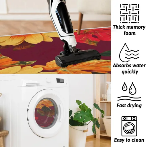 Miniatura 5 de cfpolar Fall Maples Sunflower Bathroom Rugs Non-Slip Bath Rug Microfiber Bath Mat Absorbent Kitchen Mats and Rugs Machine Washable Oval Plush Floor
