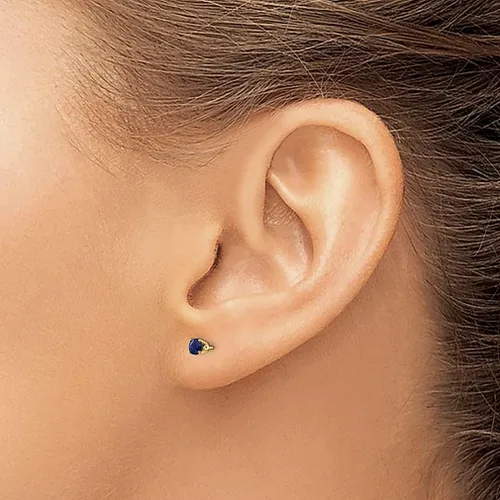 Miniatura 3 de Aretes de oro amarillo de 14 quilates de 0.118in de septiembrezafiro con piedra natal de septiembre, joyería fina para mujer, regalos para ella