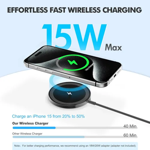 Miniatura 2 de Paquete de 2 cargadores inalámbricos magnéticos de 15 W: almohadilla de carga rápida Qi2 para iPhone Air 17 16 15 14 13 12 Pro Max, Samsung Galaxy