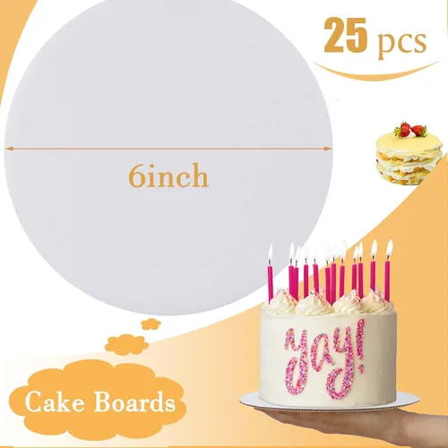 Miniatura 3 de Sudaya Juego de 25 soportes para tartas, 25 soportes para tartas de 15,2 cm redondos, soportes circulares para tartas de cartón, platos desechables