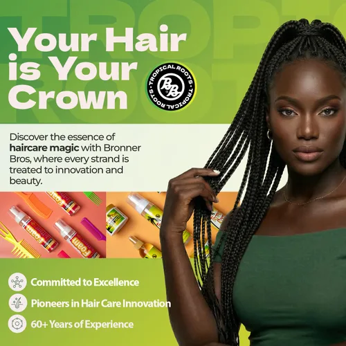 Miniatura 7 de Bronner Bros Tropical Roots - Espuma hidratante para esculpir – Envoltura de espuma para el cabello de larga duración para trenzas, giros