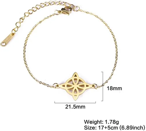 Miniatura 6 de Oyalma - Pulsera geométrica de moda con nudo de bruja celta para mujer, cadena de brujería, joyería de amor, 19241, color dorado