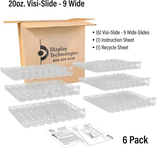 Miniatura 6 de Visi-Slide - Dispensador de bebidas de soda de 20 onzas, deslizamiento alimentado por gravedad para estantes angulares para refrigeradores