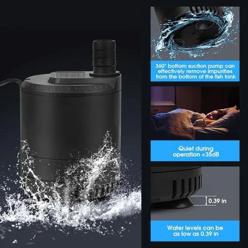 Miniatura 3 de Bomba sumergible para acuario 109-724GPH, bomba de agua para acuario, flujo de agua ajustable, funcionamiento silencioso, 1 boquilla, adecuado