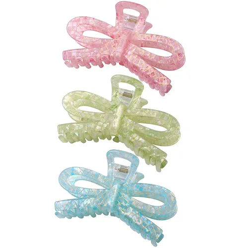 Miniatura 13 de Jayongnee - 3 pinzas para el cabello con lazo para mujer, pinzas antideslizantes para cabello fino o grueso, bonitos accesorios de mariposa
