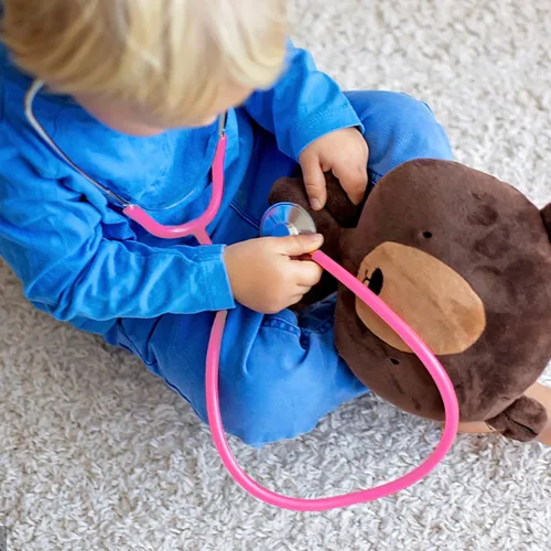 Miniatura 4 de Zcaukya - Estetoscopio para niños, paquete de 2, estetoscopio de enfermería real y funcional para juego de roles, juego de médico, azul y rosado