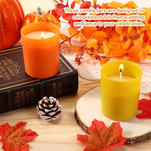 Miniatura 6 de Ziliny 16 tarros de vela de invierno para hacer velas vacías a granel, tarros de vidrio de 7 onzas con tapas de bambú, latas para almacenar