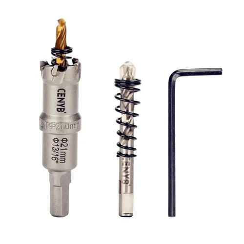 Miniatura 89 de 10 piezas (16-54 mm) Kit de sierra perforadora de carburo TCT para metales duros. Incluye 2 brocas de titanio, 1 broca piloto escalonada y 2 llaves