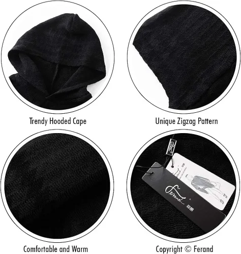 Miniatura 4 de Ferand Poncho suave con capucha para mujer