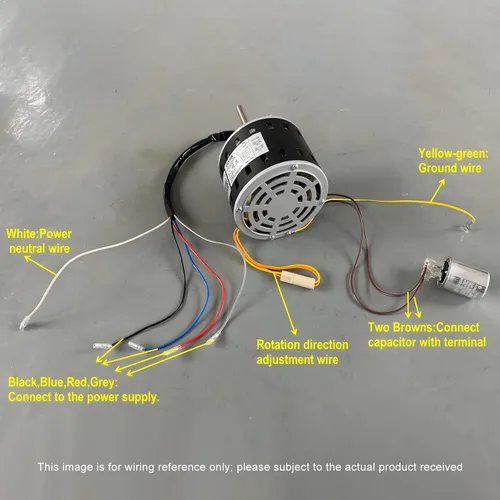 Miniatura 8 de VEVOR Motor soplador de horno de 1/3HP, 110/120V 4.4Amps, 1075RPM 4 velocidades, rotación CW/CCW, 48 marcos de 5.2 pulgadas de longitud del eje