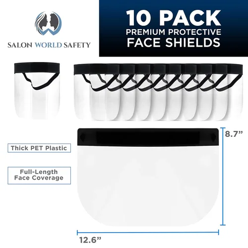 Miniatura 2 de Salon World - Protectores faciales completos con marcos de gafas (paquete de 10), ultra transparentes para proteger los ojos, la nariz, la boca