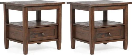 Miniatura 15 de SIMPLIHOME Warm Shaker - Mesa auxiliar de madera maciza de 20 pulgadas de ancho x 20 pulgadas de alto, color marrón carbón envejecido, mesa