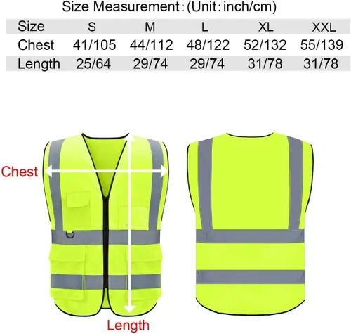 Miniatura 6 de BeautyWill Security Safety Vest High Visibility Reflective Ansi Class 2 Hi Vis Construction Workwear Safety Apperal