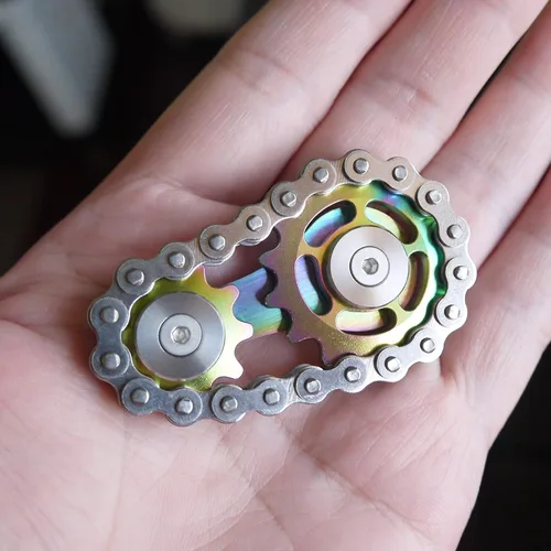 Miniatura 6 de Fidget Spinner, eslabón de cadena de bicicleta Spinner diseño 2 engranajes Figity Spin Finger Games, mecánica duradera de acero inoxidable