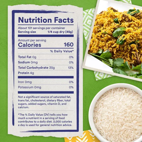 Miniatura 2 de Tilda Arroz basmati puro, arroz aromático y auténtico de primera calidad, bolsa grande resellable, bolsa de 10 libras, color blanco