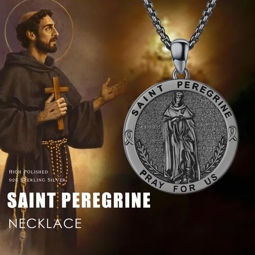 Miniatura 488 de Collar con colgante de plata de ley 925 con medalla de San Patrón, joyería religiosa para hombres y mujeres, con cadena de acero inoxidable 316L