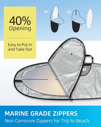 Miniatura 7 de OCEANBROAD Bolsa para Tabla de Surf Longboard Mochila de Día Bolsa de Viaje 5'0, 5'6, 6'0, 6'6, 7'0, 7'6, 8'0, 8'6, 9'0, 9'6, 10'0