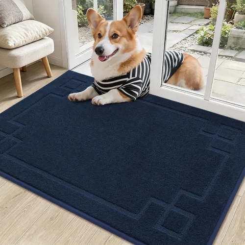 Miniatura 18 de BEQHAUSE Alfombra de Puerta 81 x 122 cm, Alfombras Antideslizantes para Interior Alfombras de Entrada Lavables de Perfil Bajo y Absorbentes, Marrón