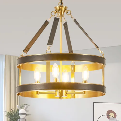 Miniatura 10 de Candelabro de casa de campo moderno, lámpara colgante rústica vintage, lámpara de araña con pantalla de vidrio craquelado, base de jaula de madera