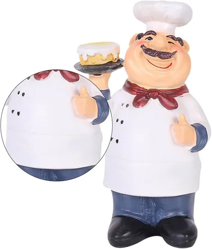 Miniatura 2 de Garneck - Adorno de chef con pastel creativo de cocina, escultura decorativa para el hogar, cocina, bar, cafetería, tienda, decoración de mesa, 7.48