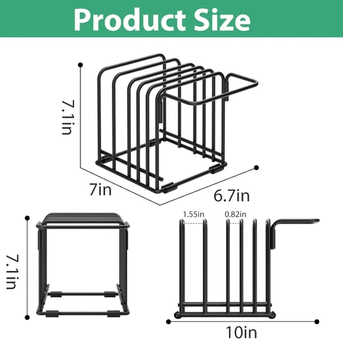 Miniatura 2 de Organizador de tabla de cortar, estante de almacenamiento de cocina de acero con 5 ranuras para tablas de cortar, bandejas para hornear, toallas