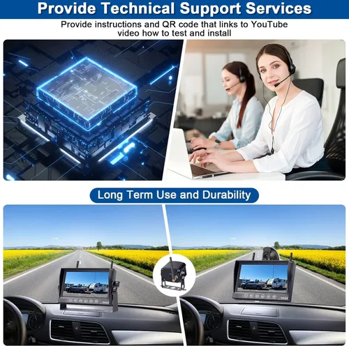 Miniatura 7 de Cámara de respaldo para RV HD1080P, 2 cámaras con llave táctil de 7 pulgadas, monitor DVR, señales digitales estables, sistema de cámara de visión