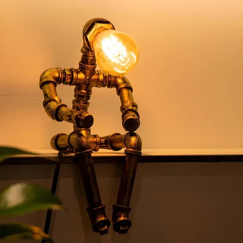 Miniatura 5 de Lámpara de mesa de guitarra musical, lámpara de mesa Steampunk, lámpara de guitarra retro steampunk, lámpara de robot de tubo de metal industrial
