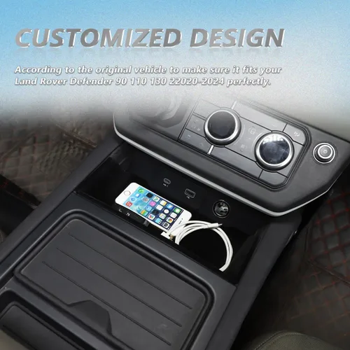 Miniatura 3 de YIWANG Para Land Rover Defender 90 110 2020-2022 Car Styling ABS negro caja de almacenamiento central de coche caja de teléfono Accesorios de coche