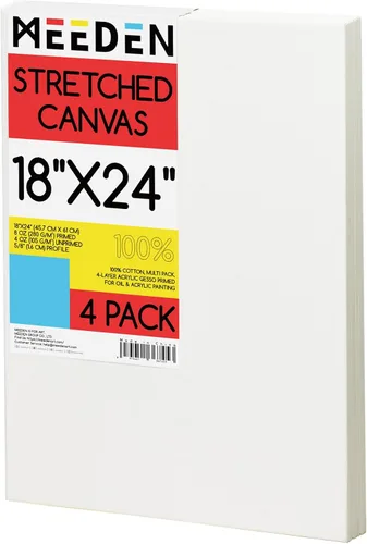 Miniatura 12 de MEEDEN Lienzo estirado, 8 x 8 pulgadas, paquete de 6, lienzos blancos en blanco para pintar, 100% algodón, 8 onzas imprimado con geso, lienzo