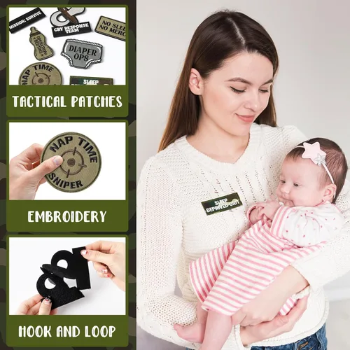 Miniatura 3 de 7 piezas de parches tácticos divertidos de papá y mamá con gancho y bucle, lindo chupete y biberón, bordados, parches de applique, emblema