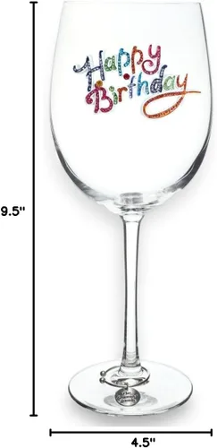 Miniatura 4 de THE QUEENS' JEWELS Happy Birthday - Copa de vino con tallo con joyas, 21 onzas, regalo único para mujeres, cumpleaños, lindo, divertido, sin pintar