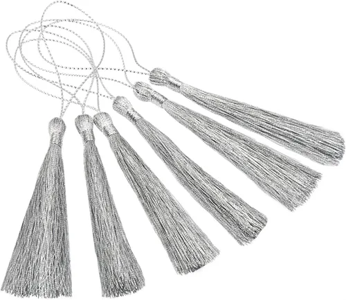 Miniatura 16 de VAPKER 100 unidades de borlas suaves y sedosas hechas a mano con lazo de cordón de 2 pulgadas para hacer joyas, proyectos de bricolaje, marcapáginas