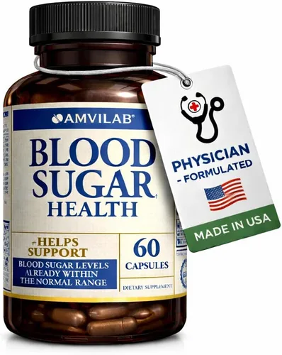 Blood Sugar Health Natural 20 hierbas y vitaminas con canela, ácido alfa lipoico para apoyar la salud, sin OMG, para hombres y mujeres, soporta