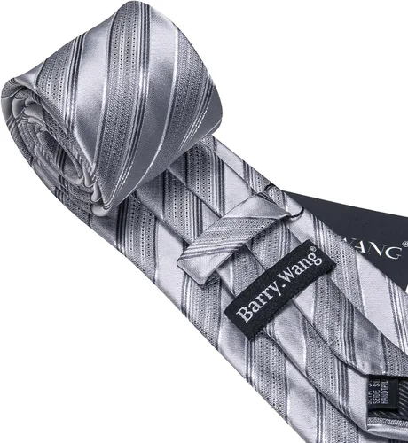 Miniatura 106 de Barry.Wang Juego de corbatas para hombre, corbata de seda a rayas, tejido a cuadros, gemelos formales, negocios, boda