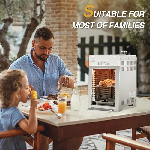 Miniatura 5 de BIG HORN OUTDOORS Parrilla de propano a gas infrarroja portátil, de acero inoxidable de 1500 grados, parrilla de mesa de cocción rápida para carne