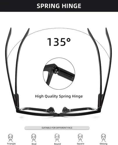 Miniatura 4 de JIM HALO Gafas de luz azul extragrandes para mujer, gafas de luz azul con montura cuadrada y gruesa para computadora, reducen la fatiga ocular