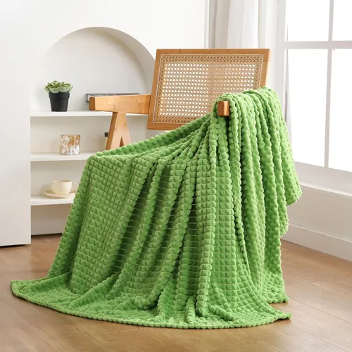 Puncuntex - Manta de franela y vellón, supersuave, mullida y acogedora, con diseño de cuadrícula cuadrada, de lujo, para sofá, sillón, silla, color