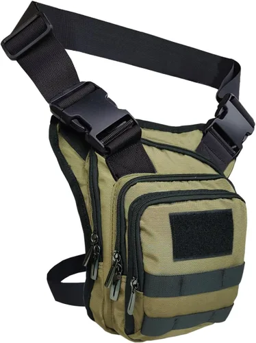 Miniatura 11 de Bolsa Cangurera Larswon con Ajuste en Muslo y Cintura, Riñonera Táctica, Bolsa para Motocicleta Impermeable