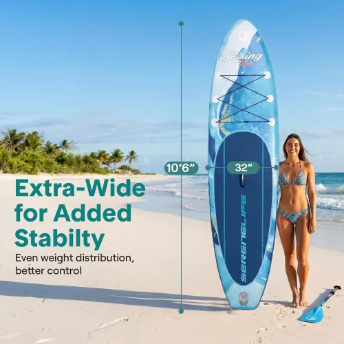 Miniatura 3 de SereneLife Tabla de Paddle Inflable de Pie - Diseño Amplio y Estable, Cubierta Antideslizante para Adultos y Jóvenes con Accesorios Premium