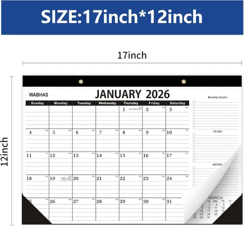 Miniatura 2 de Calendario de escritorio 2026, de enero de 2026 a junio de 2027, 2026 con lista de tareas, calendario 2026-2027-18 meses, calendario 2026 de 17 x 12