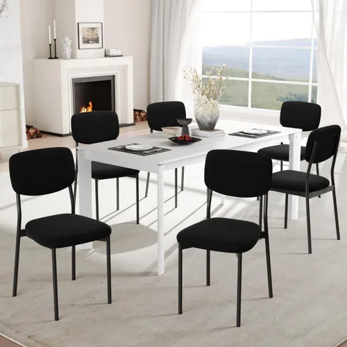 Miniatura 10 de Einhomn Juego de sillas de comedor tapizadas, modernas sillas de comedor apilables con respaldo de terciopelo suave, sillas de cocina con patas