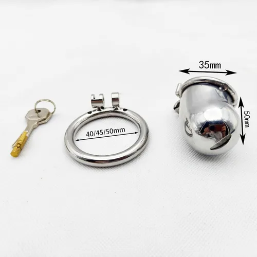 Miniatura 6 de Jaula de castidad de metal de acero inoxidable, dispositivo de castidad masculina, jaula de polla, juguetes sexuales para hombres con bloqueo