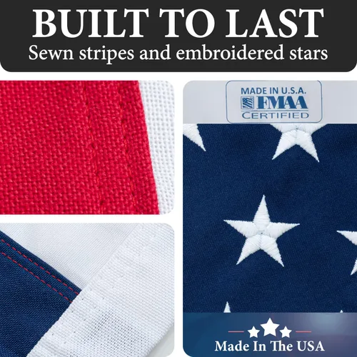 Miniatura 4 de Banderas estadounidenses para exteriores 5x8 - 100% HECHAS EN LOS ESTADOS UNIDOS - Bandera de EE. UU. indestructible y duradera para exteriores