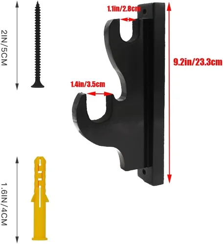 Miniatura 2 de Soporte de pared para espada, 1 par de soporte de espada de gancho, gancho de espada, madera maciza de dos capas montado en la pared, soporte