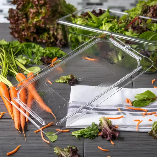 Miniatura 7 de Carlisle FoodService Products StorPlus Tapa plana, cubierta para bandejas de comida de tamaño 1/3, 12.75 x 7 pulgadas, 1 unidad, transparente