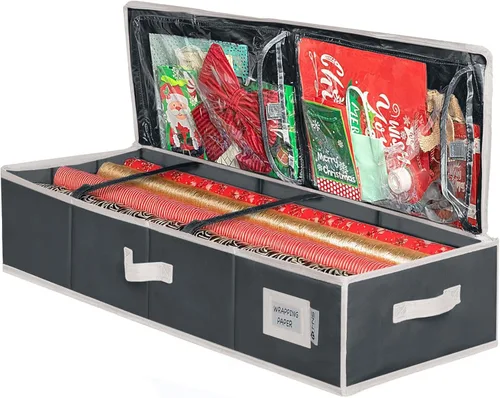 Miniatura 14 de HOLDN' STORAGE Contenedor de almacenamiento de papel de regalo de alta calidad, duradero 600D a prueba de desgarros, se adapta a 27 rollos de papel