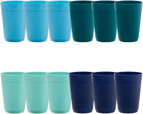 Miniatura 10 de US Acrylic Newport Vasos de Agua Apilables de Plástico Irrompible de 20 Onzas en 4 Colores Costeros Juego de 12 Vasos para Beber Reutilizables